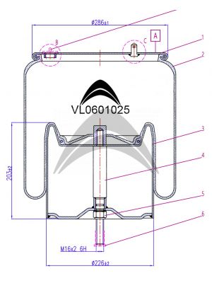 AIR SPRING DE SUSPENSION NEUMATICA CON PISTON DE METAL