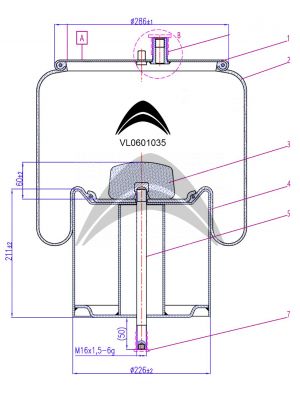 AIR SPRING DE SUSPENSION NEUMATICA CON PISTON DE METAL