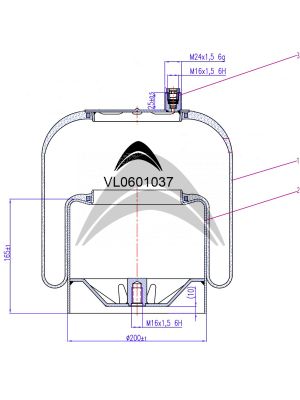 AIR SPRING DE SUSPENSION NEUMATICA CON PISTON DE METAL