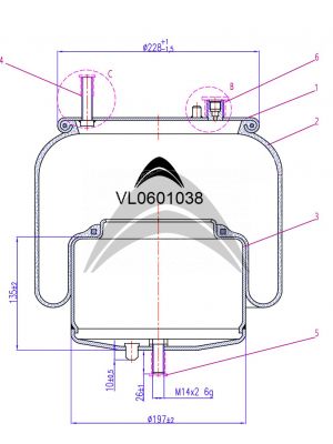 AIR SPRING DE SUSPENSION NEUMATICA CON PISTON DE METAL