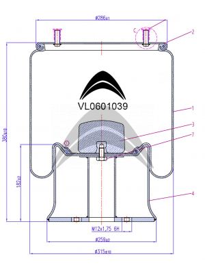 AIR SPRING DE SUSPENSION NEUMATICA CON PISTON DE METAL