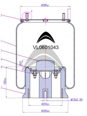 AIR SPRING DE SUSPENSION NEUMATICA CON PISTON DE PLASTICO