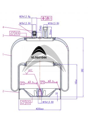 AIR SPRING DE SUSPENSION NEUMATICA CON PISTON DE METAL