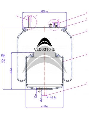 AIR SPRING DE SUSPENSION NEUMATICA CON PISTON DE METAL