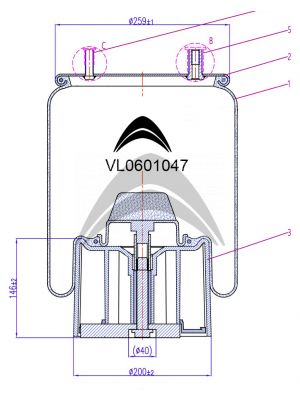 AIR SPRING DE SUSPENSION NEUMATICA CON PISTON DE PLASTICO