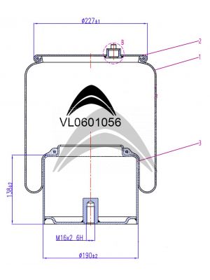 AIR SPRING DE SUSPENSION NEUMATICA CON PISTON DE METAL