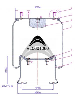 AIR SPRING DE SUSPENSION NEUMATICA CON PISTON DE METAL