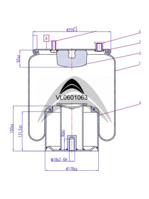 AIR SPRING DE SUSPENSION NEUMATICA CON PISTON DE METAL