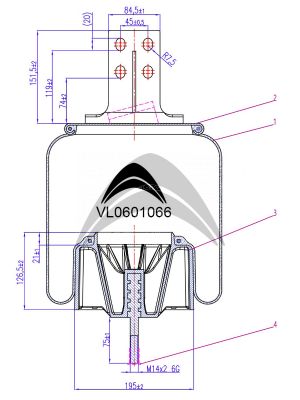 AIR SPRING DE SUSPENSION NEUMATICA CON PISTON DE PLASTICO