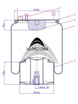 AIR SPRING DE SUSPENSION NEUMATICA CON PISTON DE METAL