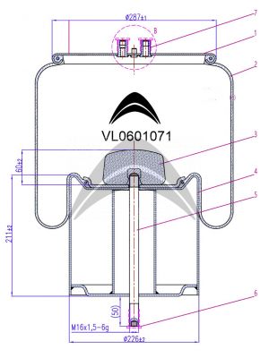 AIR SPRING DE SUSPENSION NEUMATICA CON PISTON DE METAL