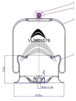 AIR SPRING DE SUSPENSION NEUMATICA CON PISTON DE METAL