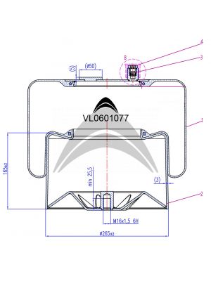 AIR SPRING DE SUSPENSION NEUMATICA CON PISTON DE METAL