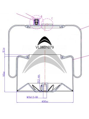 AIR SPRING DE SUSPENSION NEUMATICA CON PISTON DE METAL